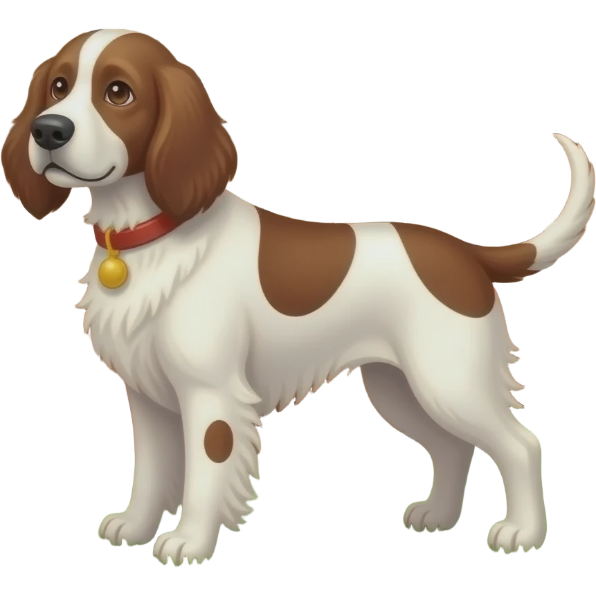 The English Setter stays safely within the fenced yard. emoji