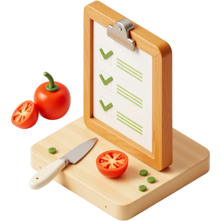 Floating Ingredients Around a List (with Transparent Background) emoji