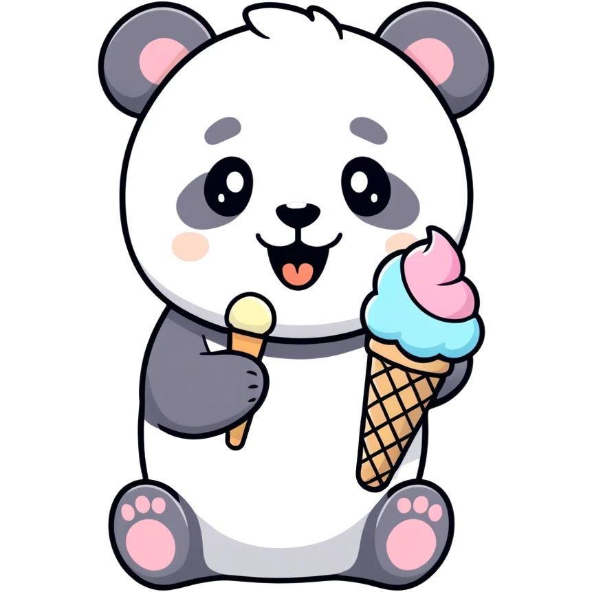 Panda eating ice cream emoji