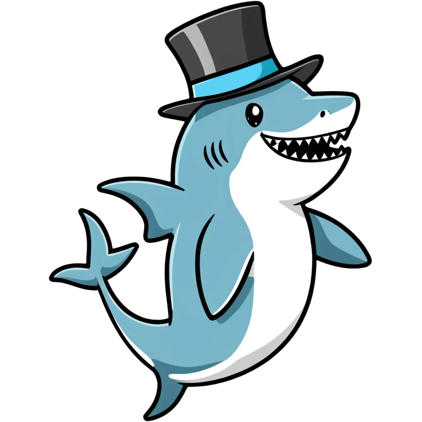 Shark withe a top hat emoji