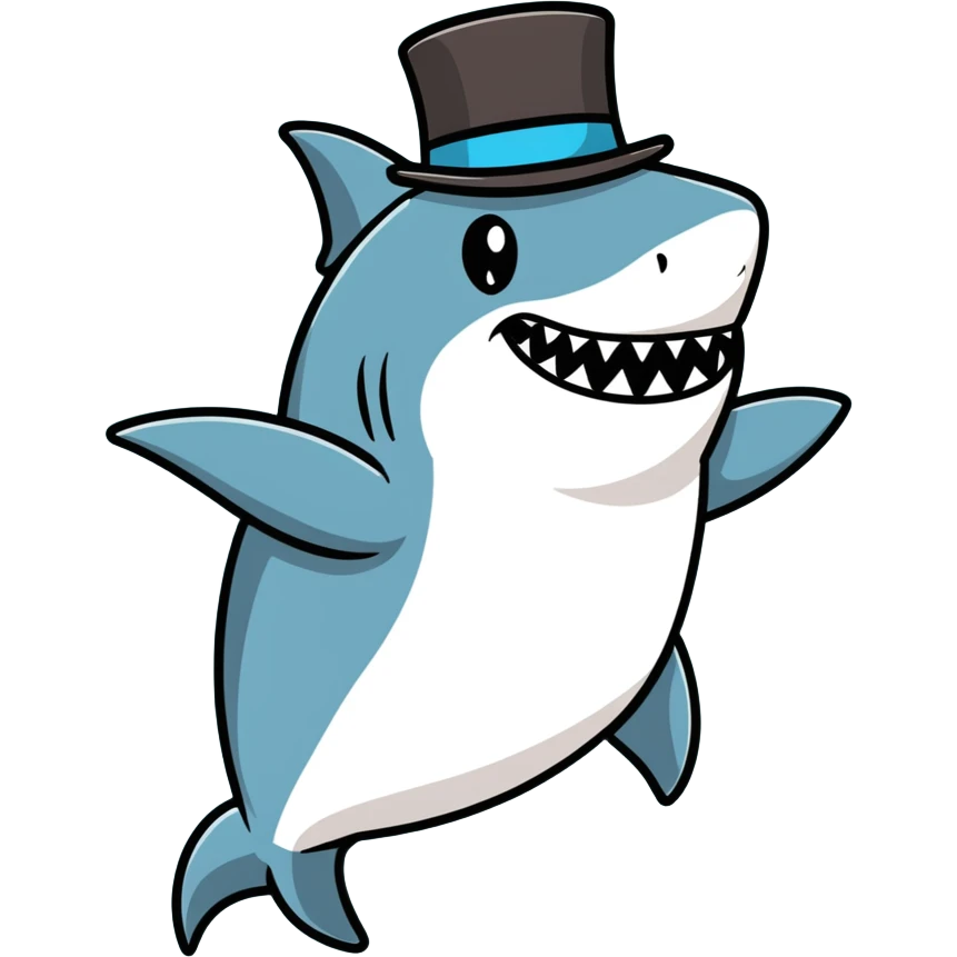 Shark with a top hat emoji