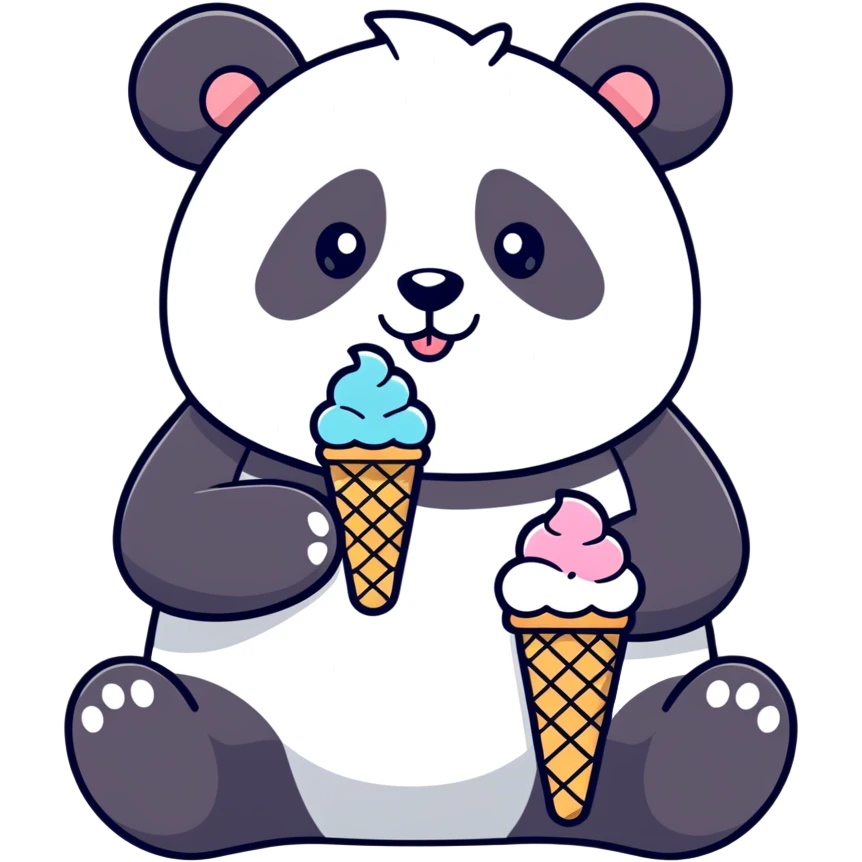 Panda eating ice cream emoji