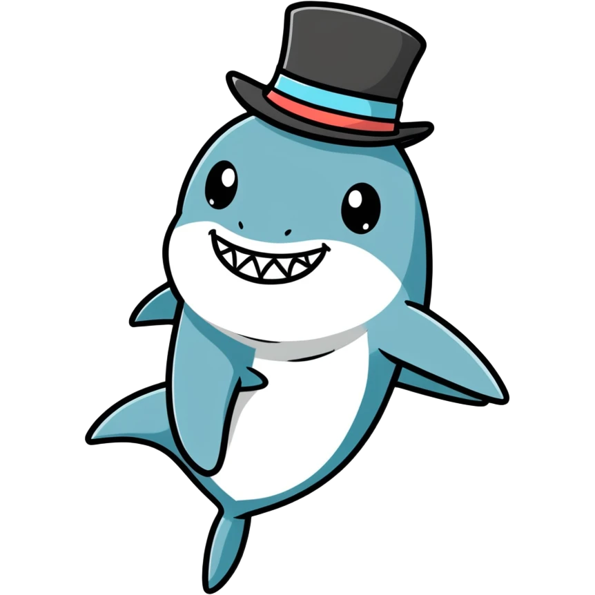 Shark with a top hat emoji