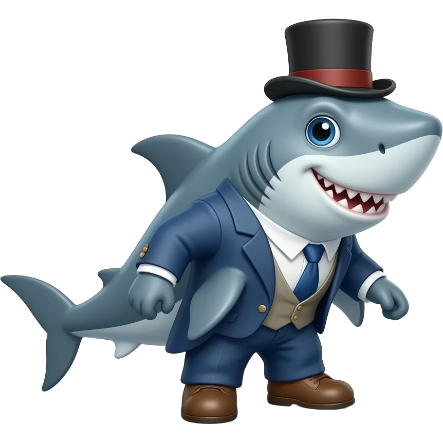 Shark with a top hat emoji