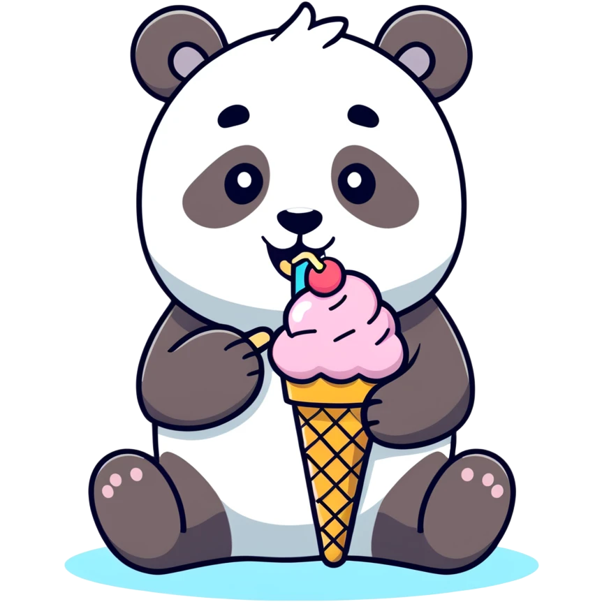 Panda eating ice cream emoji