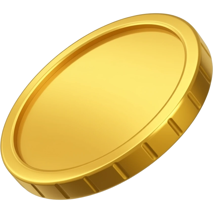 a single blank gold coin flipping and spinning fast in the air emoji