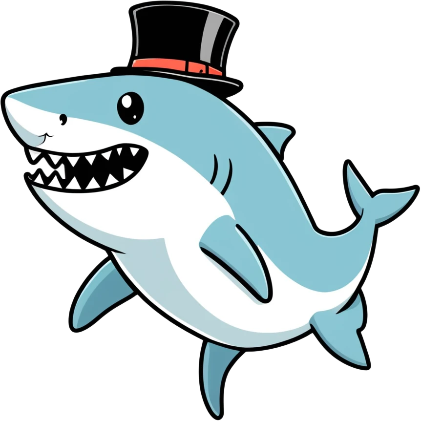 Shark with a top hat emoji