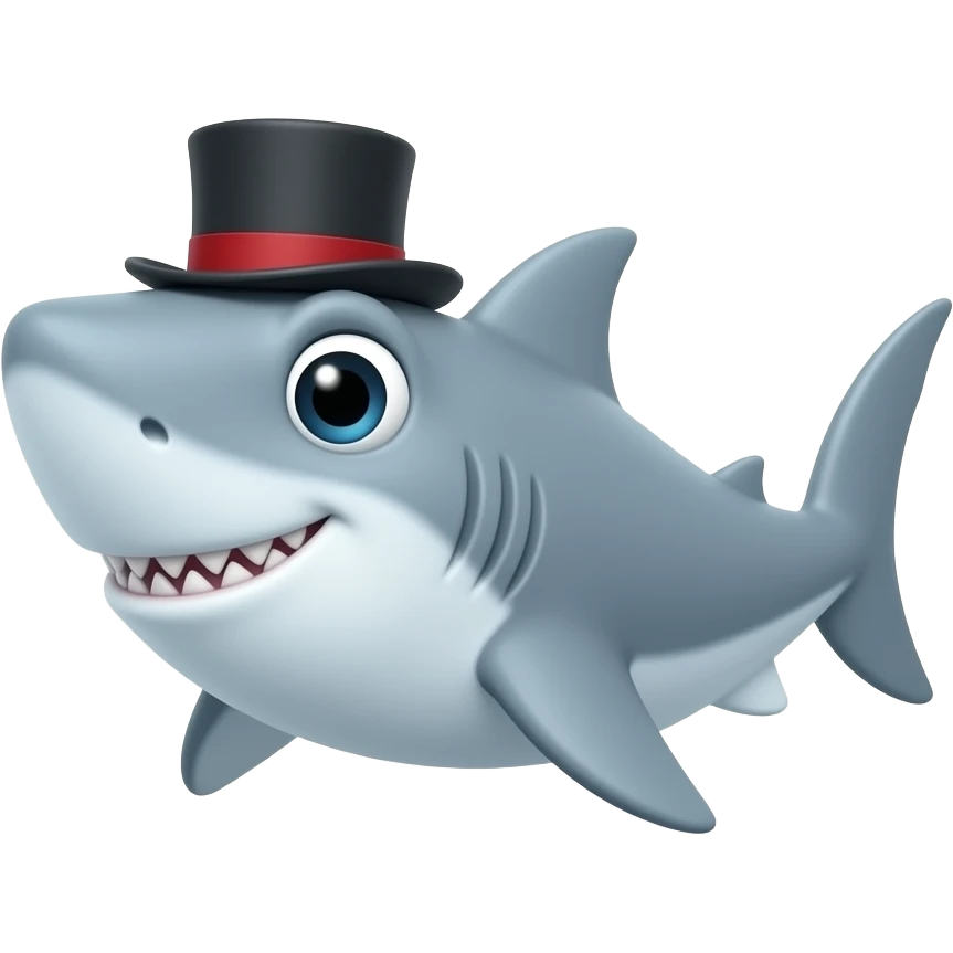 Shark with a top hat emoji