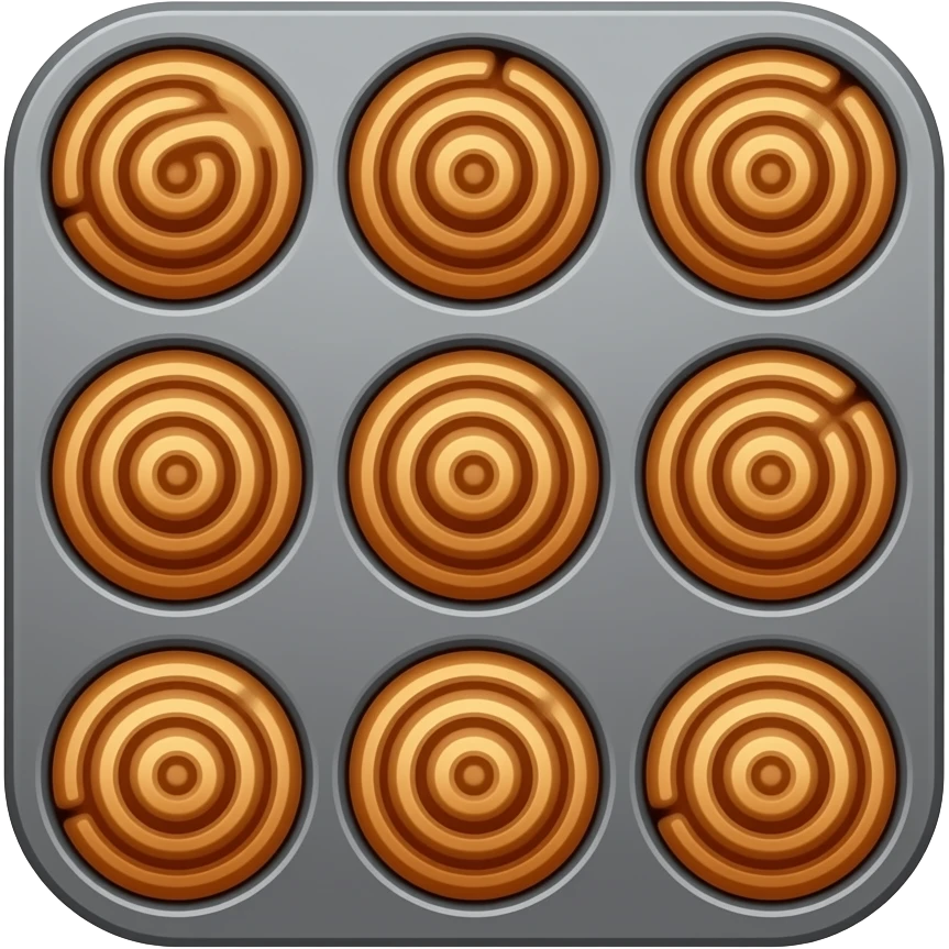 Iced Cinnamon rolls in a baking pan emoji