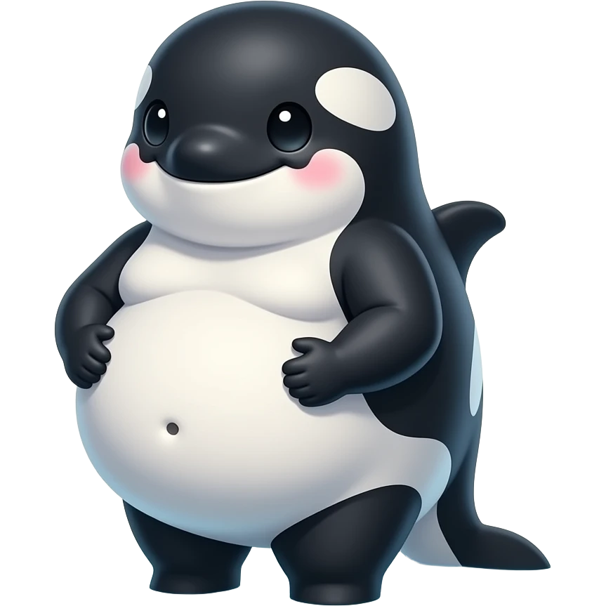After hunting and devoured a healthy meal,A female Orca/killer whale she is so fat,she is cutely presenting her massive pudgy belly very nice & full,The Orca cradles her satisfied tummy like if she is wholesomely pregnant,even her bellybutton goes pop,We now call her A Pot-Bellied Killer Whale. emoji