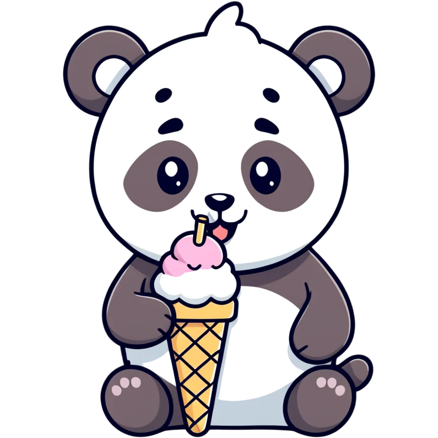 Panda eating ice cream emoji