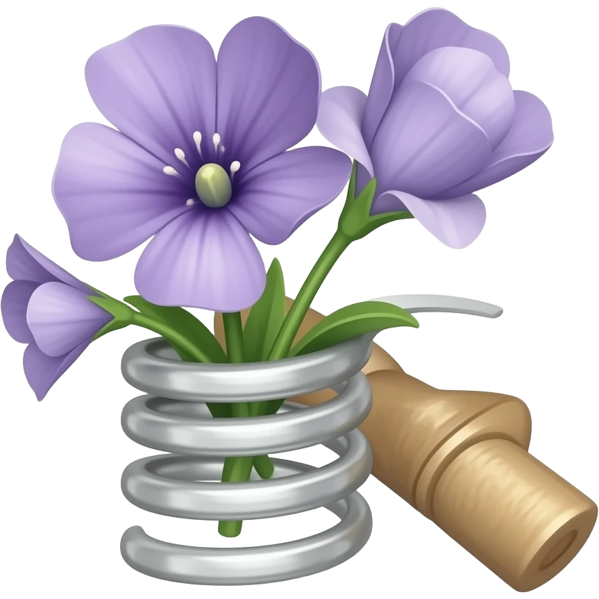 Sharp cork Screw with violet flowers emoji