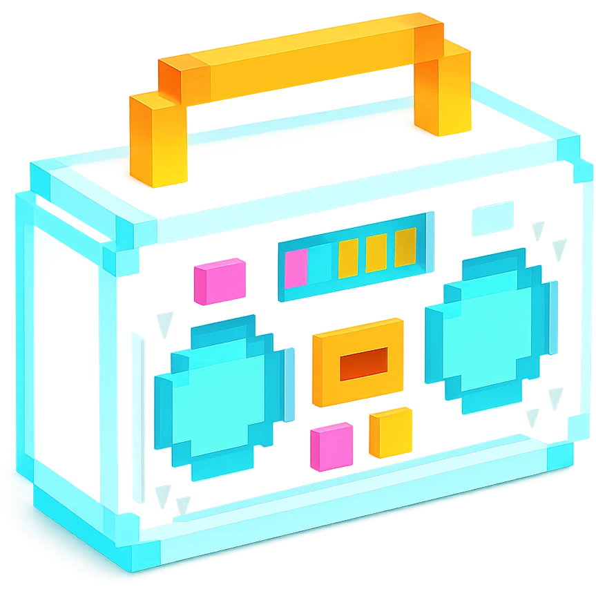 сделай белый святящейся бумбокс, no background emoji