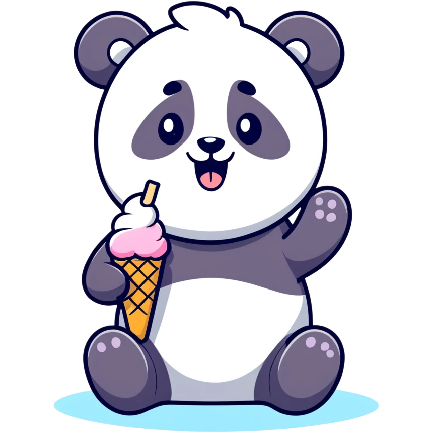 Panda eating ice cream emoji
