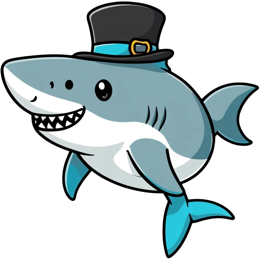 Shark with a top hat emoji