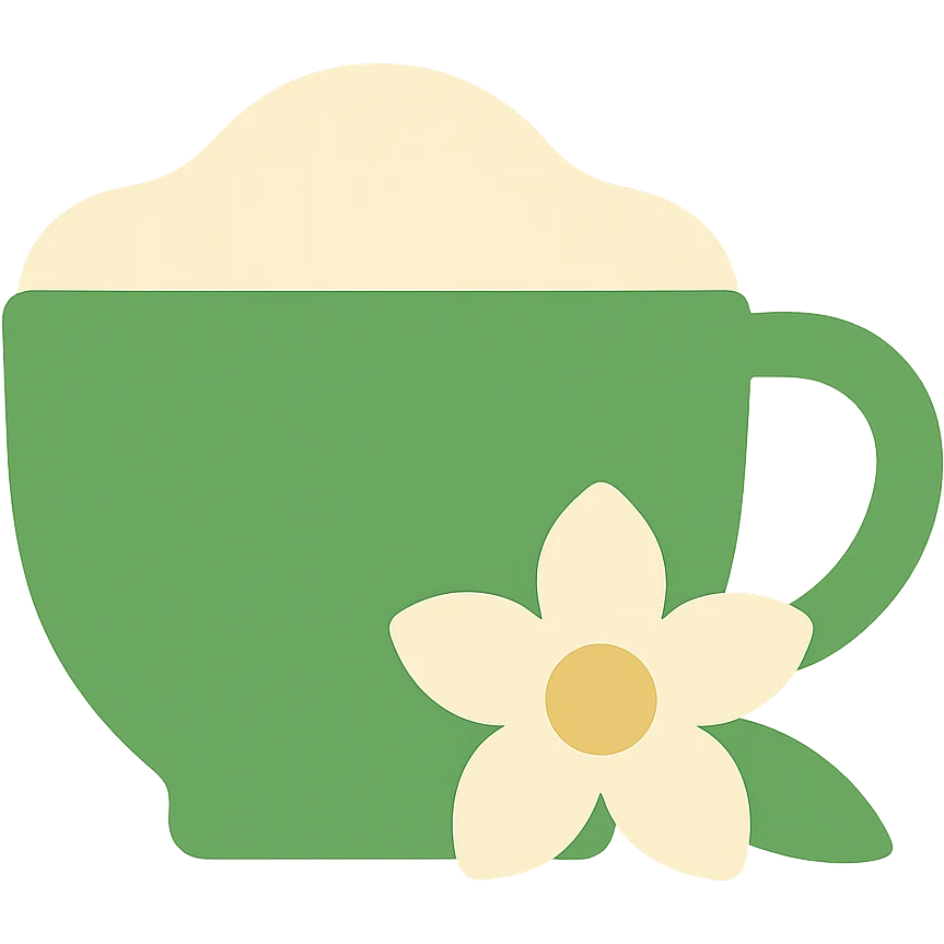 vanilla matcha modern icon minimal style with green and cream color palette emoji