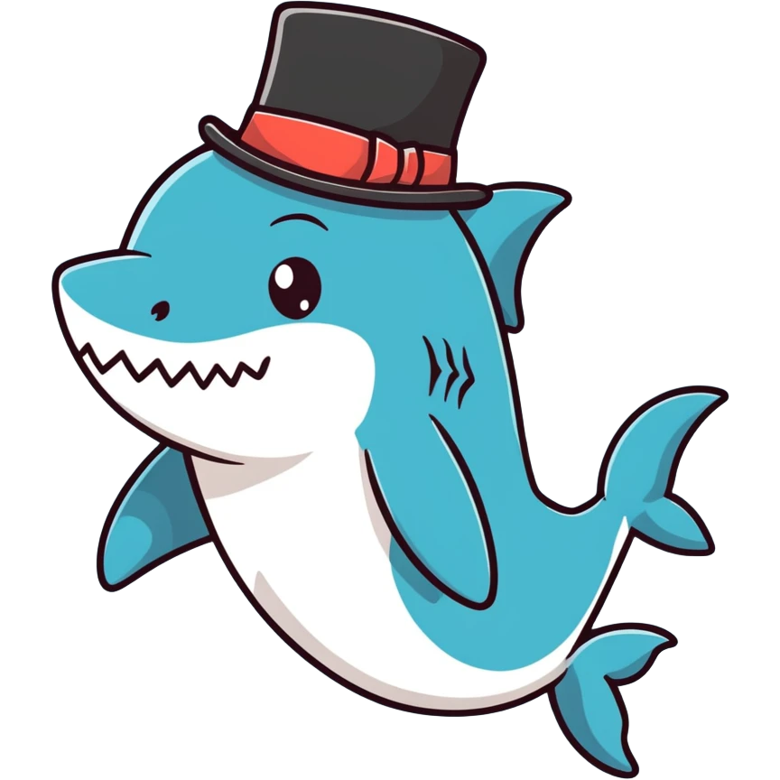 Shark with a top hat emoji