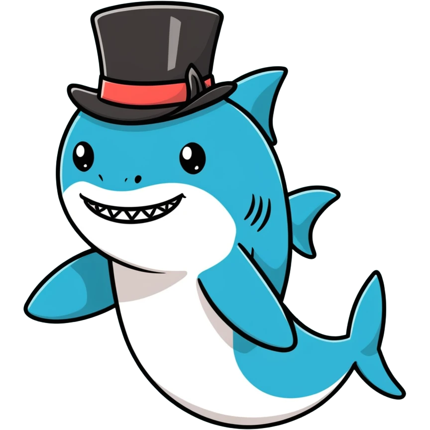 Shark with a top hat emoji