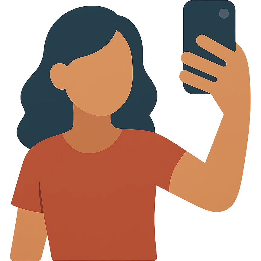 Flat design style selfie emoji