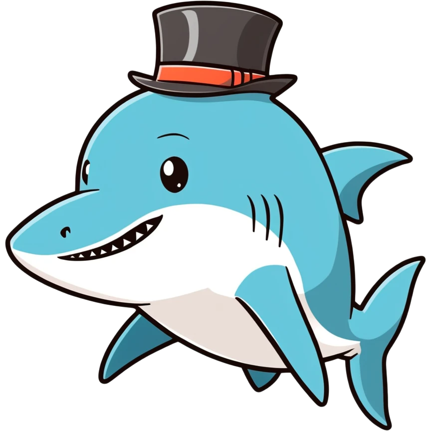 Shark with a top hat emoji