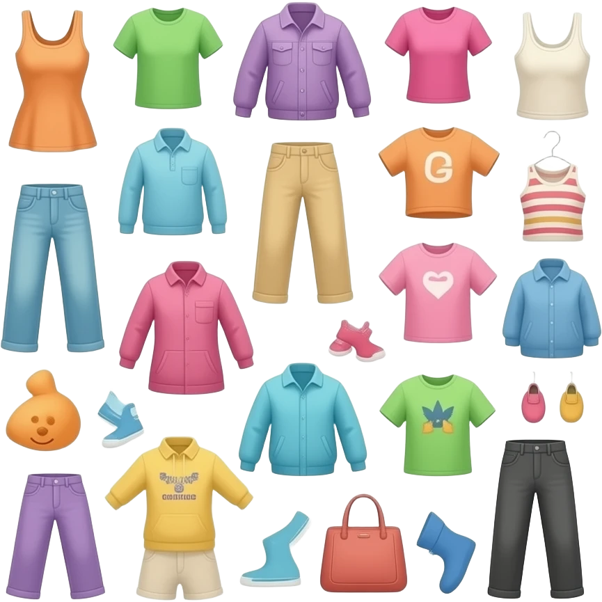 pastel clothes scattered on the floor emoji