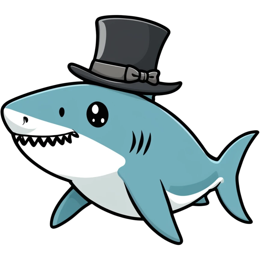Shark with a top hat emoji