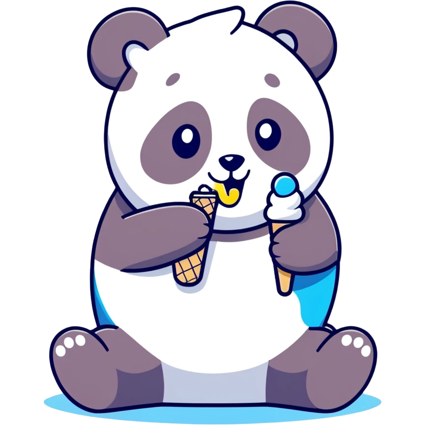 Panda eating ice cream emoji