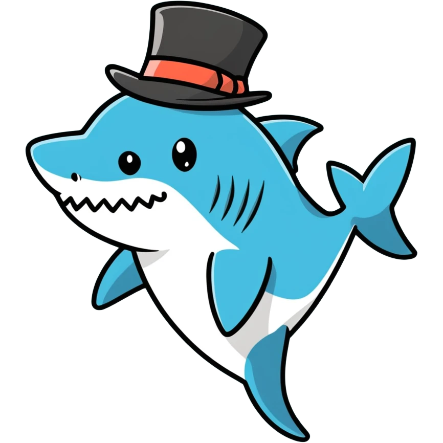 Shark with a top hat emoji