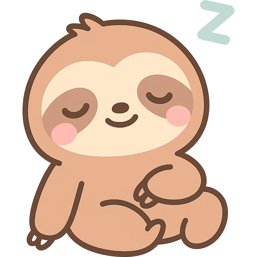 anime style icon representing sloth, with a sleepy, lazy character emoji