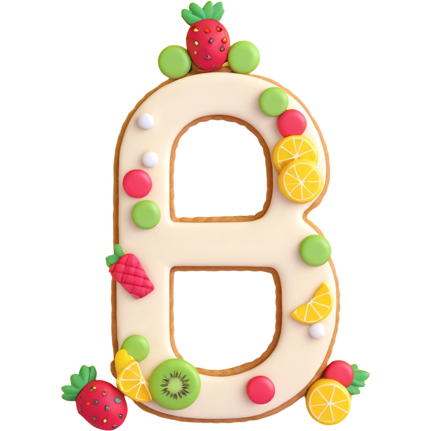 number-shaped cookie cream tart with Macarons, Fruit, and Candy toppings, simplified, clear, emoji-like, no faces emoji