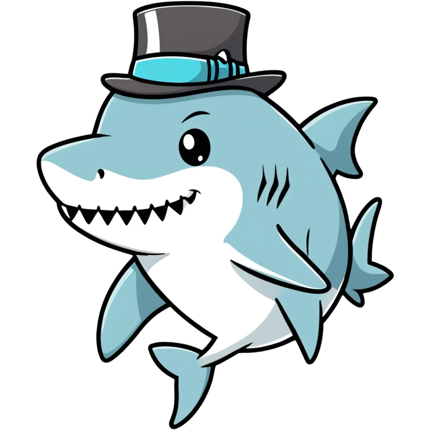 Shark with a top hat emoji