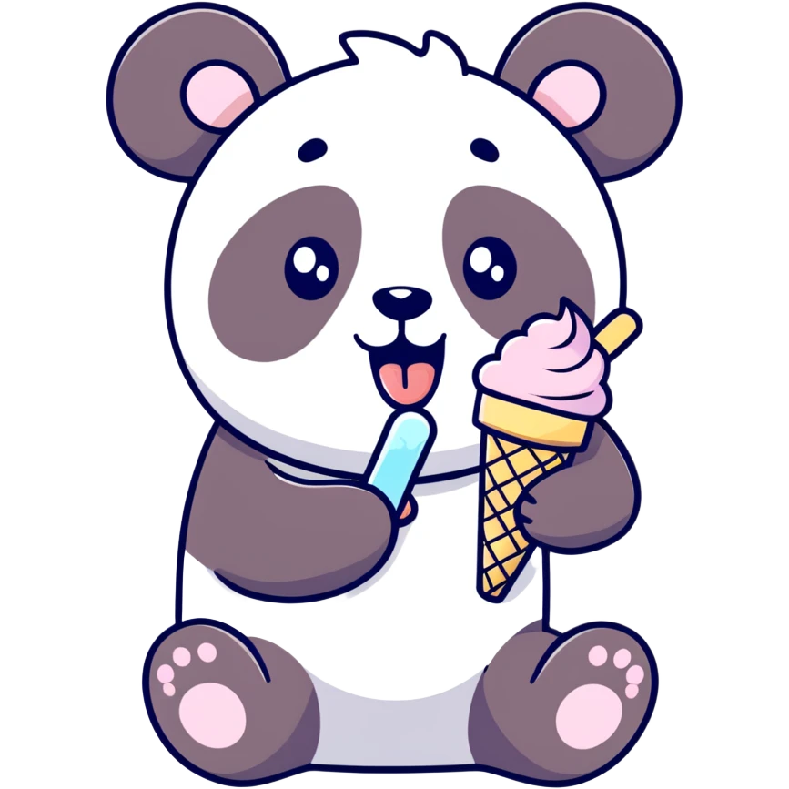 Panda eating ice cream emoji
