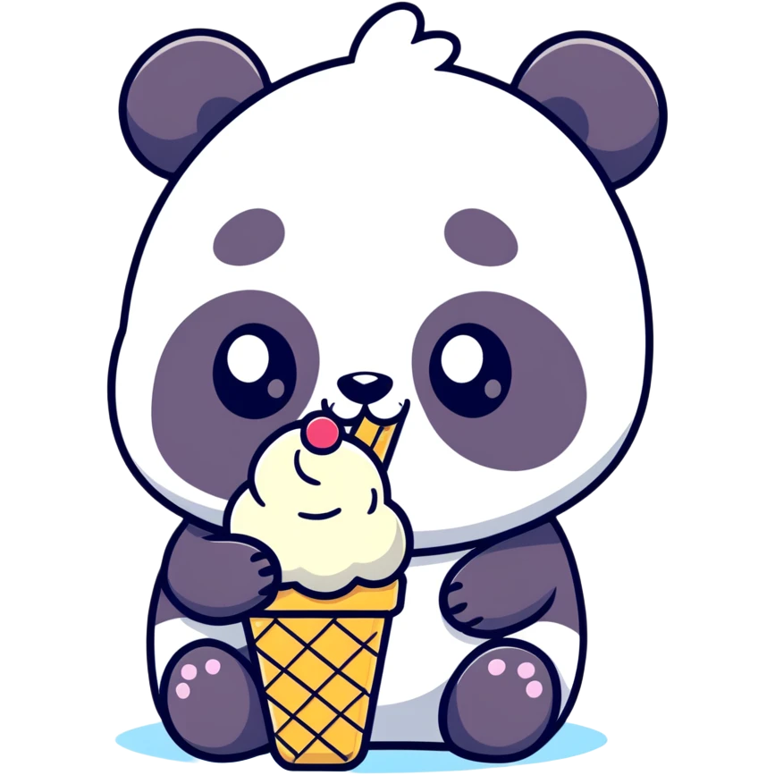 Panda eating ice cream emoji