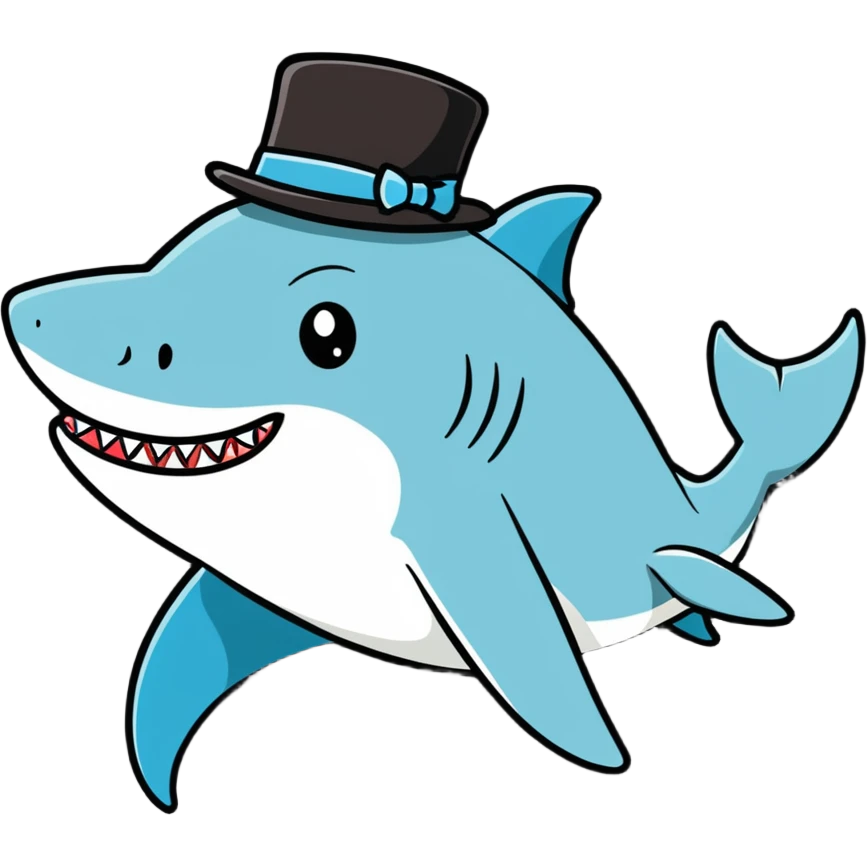 Shark with a top hat emoji