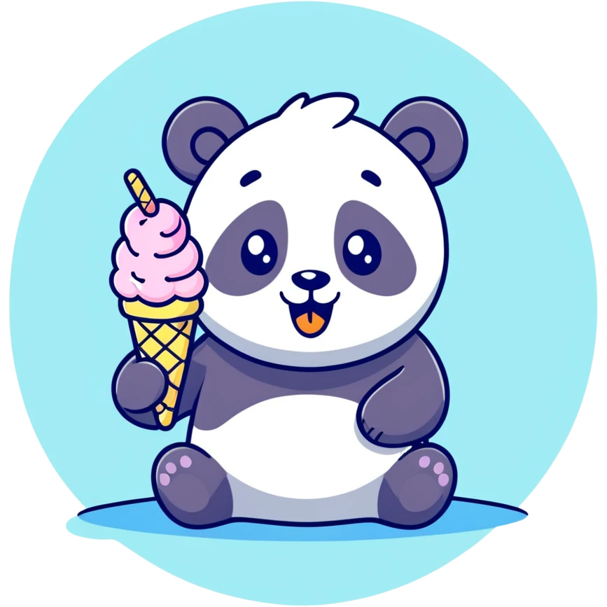 Panda eating ice cream emoji
