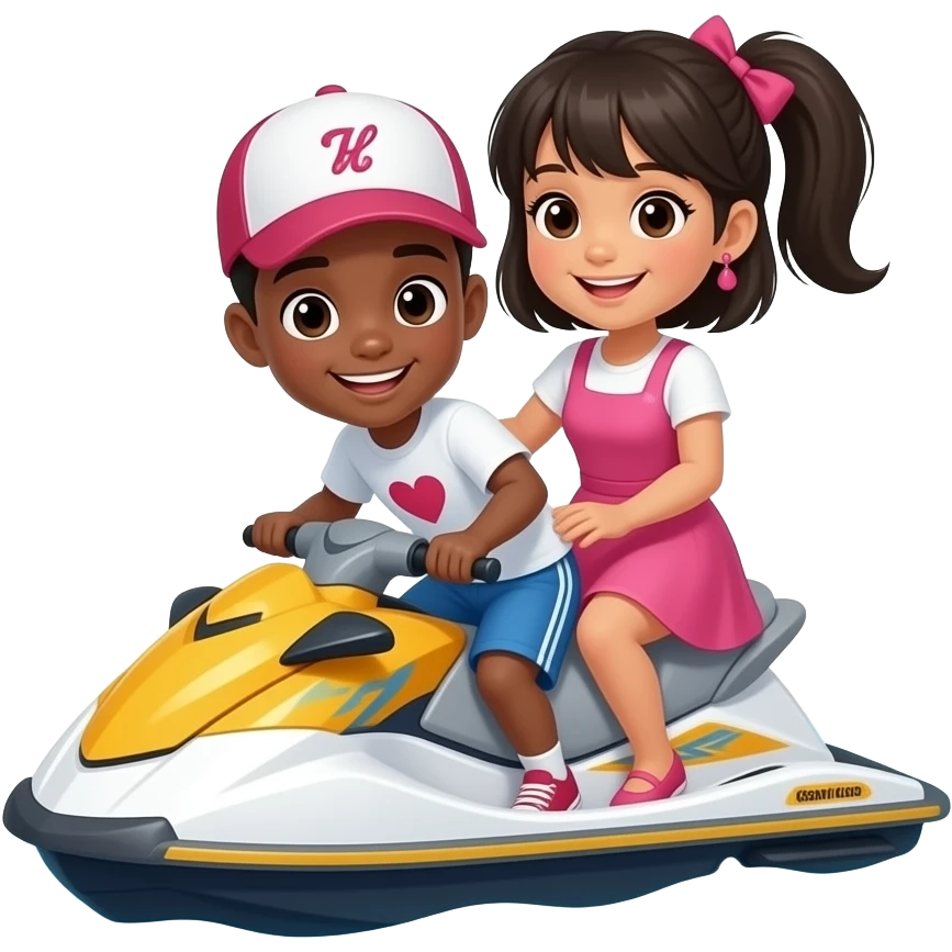 ولد اسود في دراجة مائية و معه فتاةة سوداء emoji