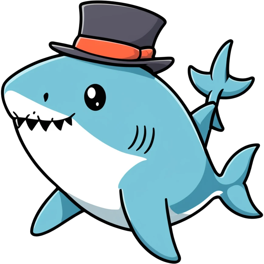 Shark with a top hat emoji