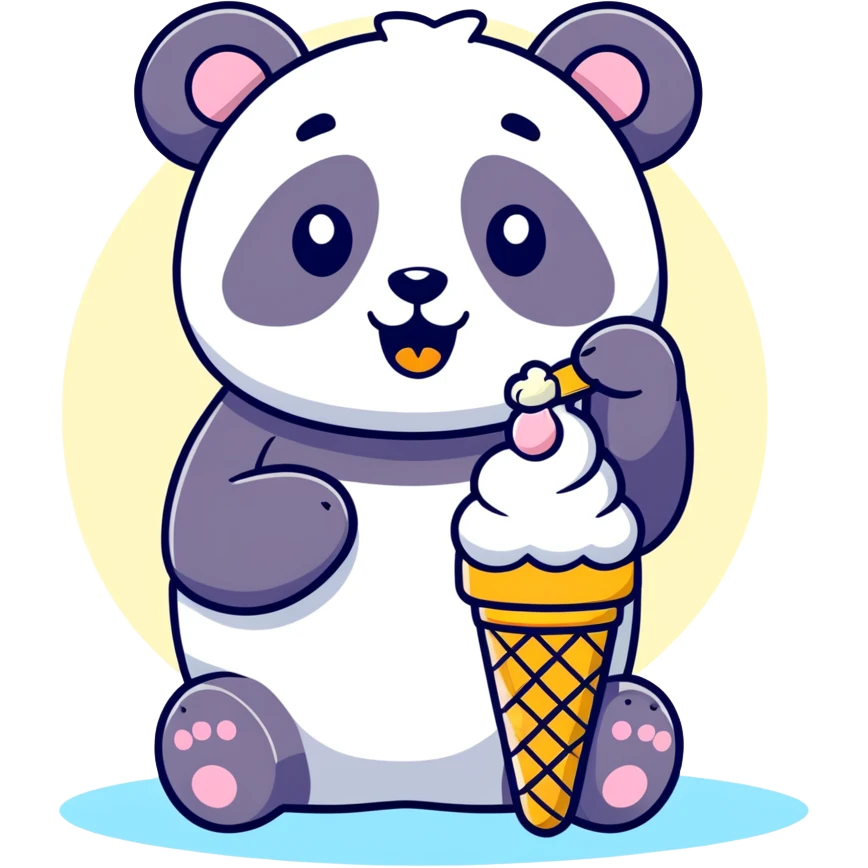 Panda eating ice cream emoji