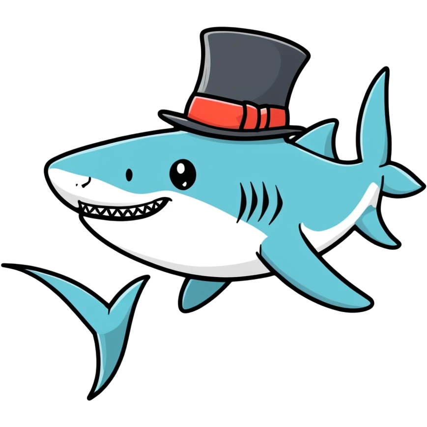 Shark with a top hat emoji