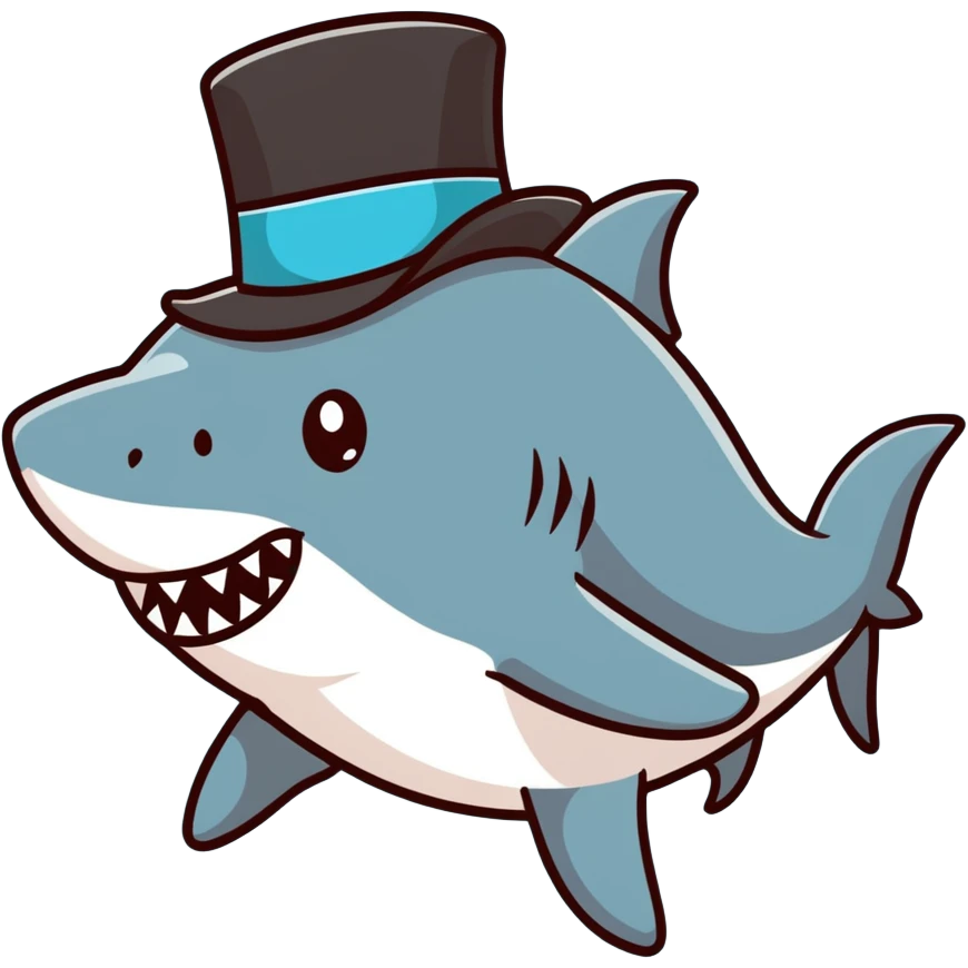 Shark with a top hat emoji