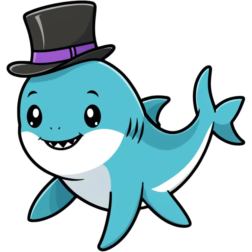 Shark with a top hat emoji