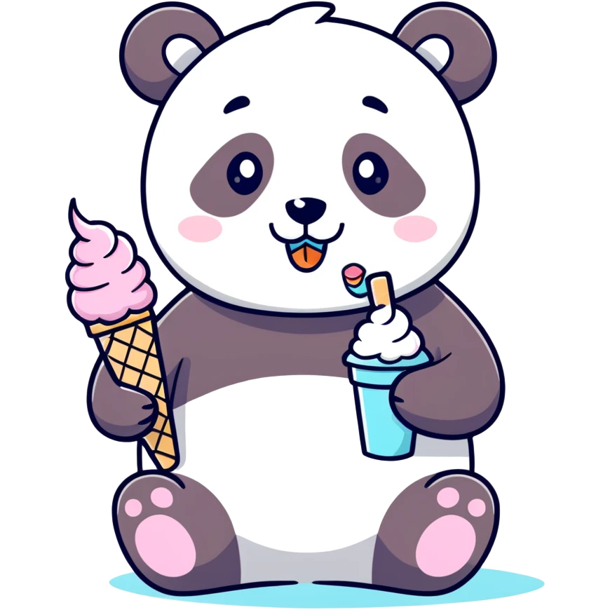 Panda eating ice cream emoji