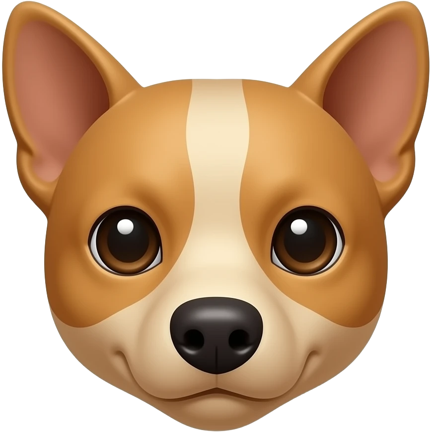 small dog, light brown, pointy ears medium snout, portrait emoji