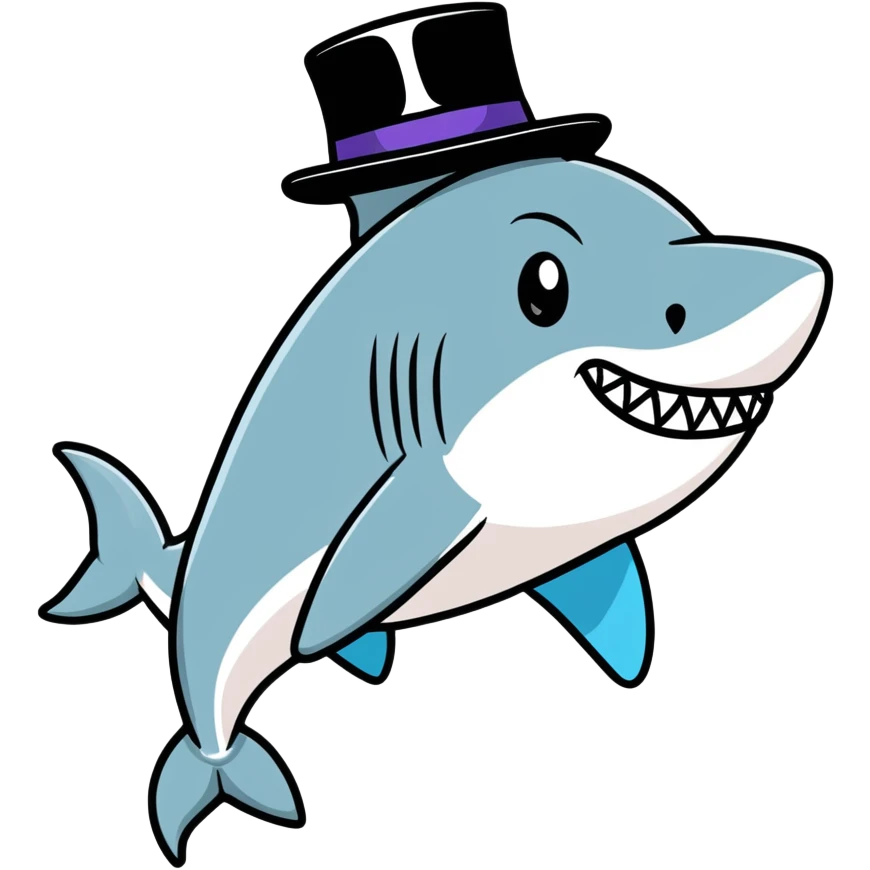 Shark with a top hat emoji