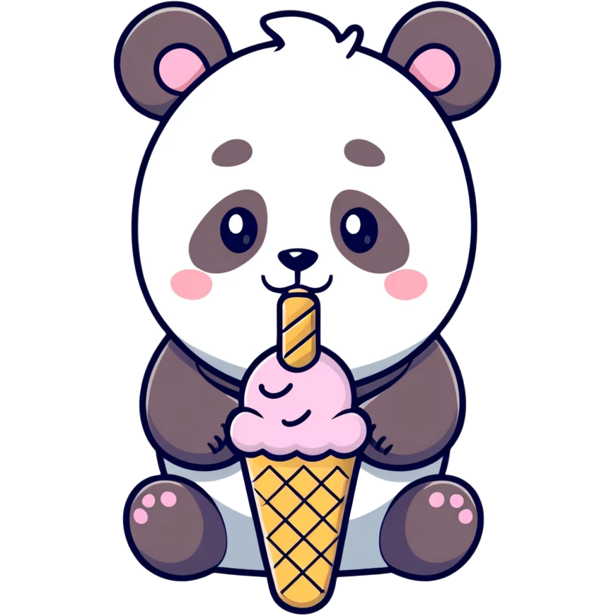 Panda eating ice cream emoji