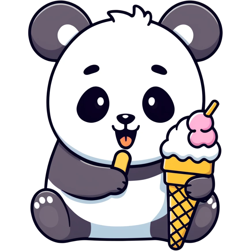 Panda eating ice cream emoji