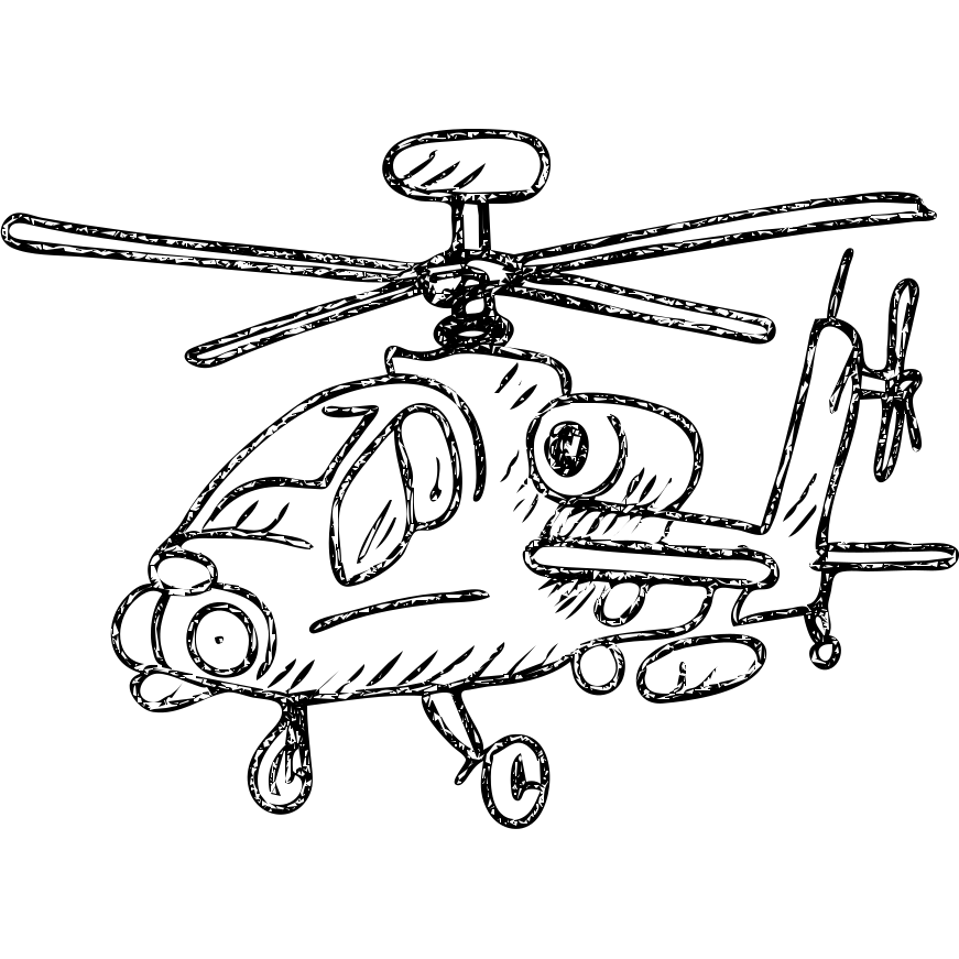 hand drawn outlined Apache helicopter icon emoji