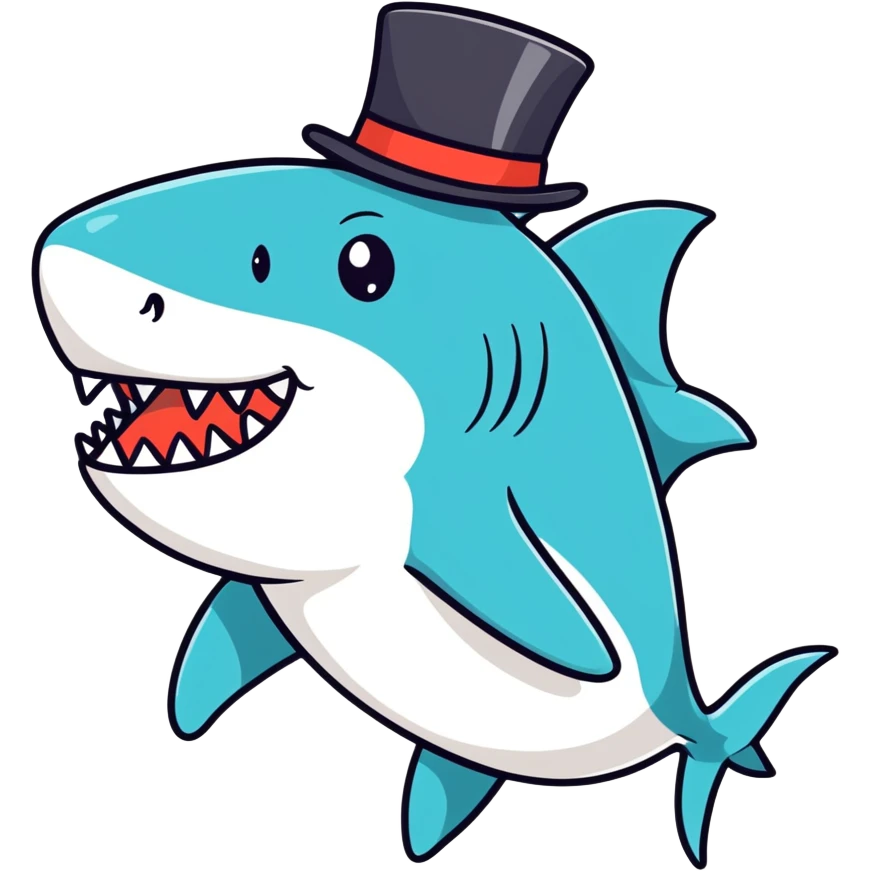 Shark with a top hat emoji