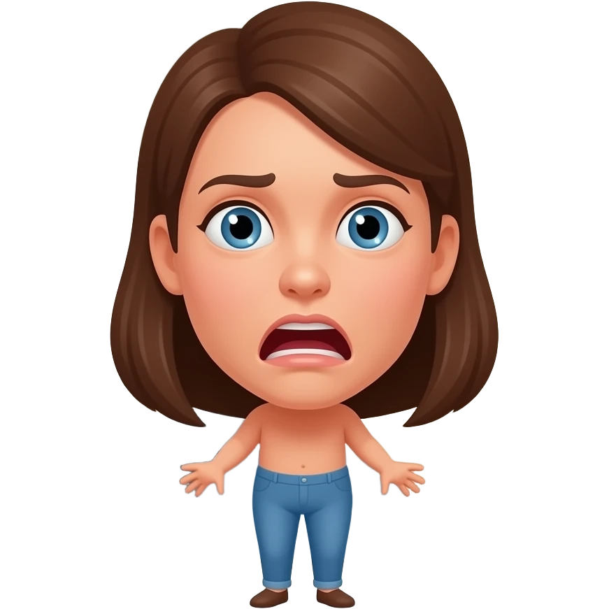 woman scared expressoions Infront of door room panicking emoji