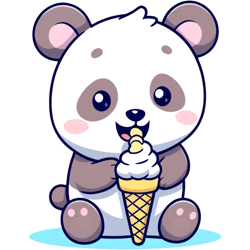 Panda eating ice cream emoji